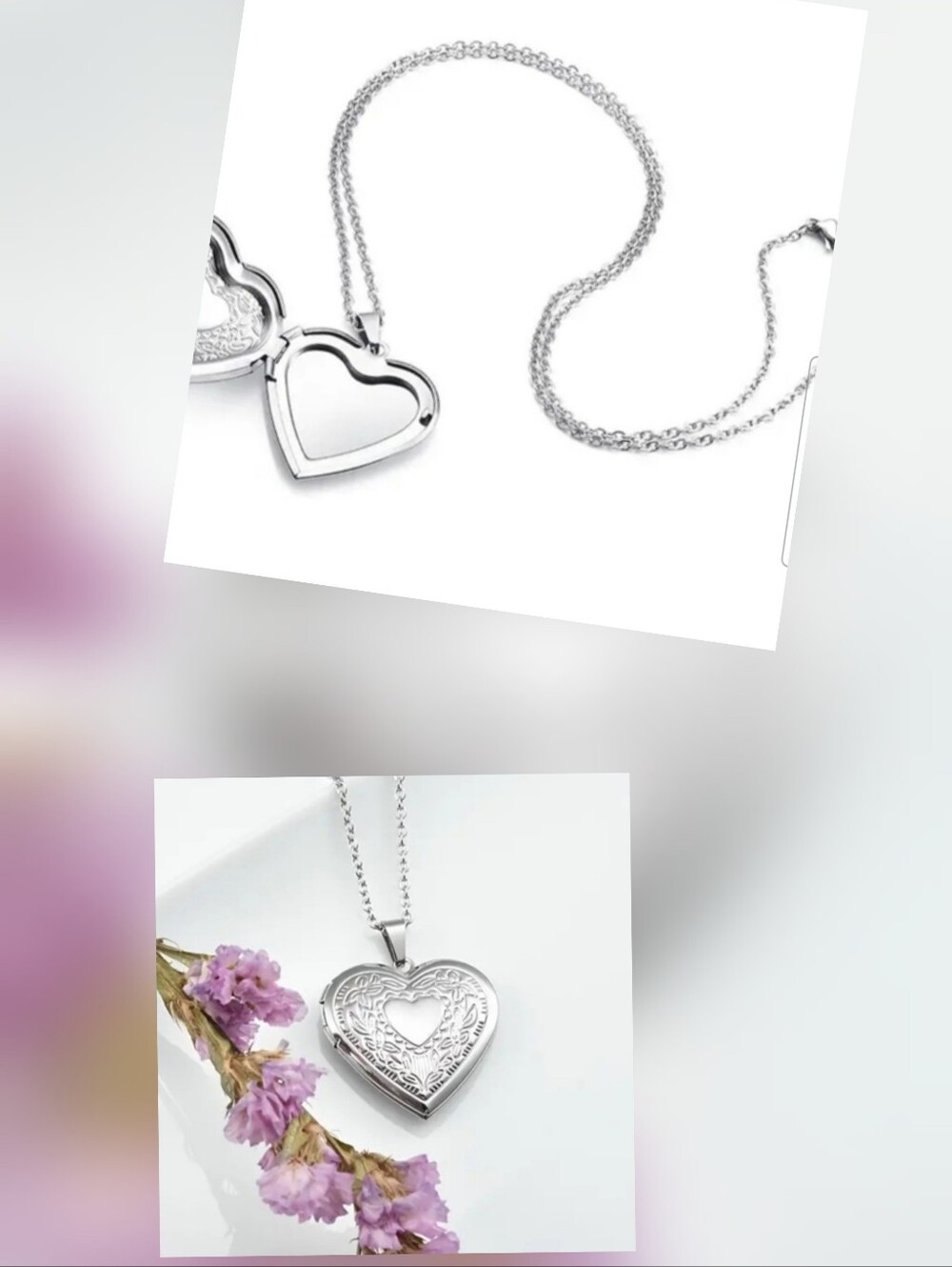 Silver Love locket. Vintage Style floral heart NWT Fast Ship. Engraved.